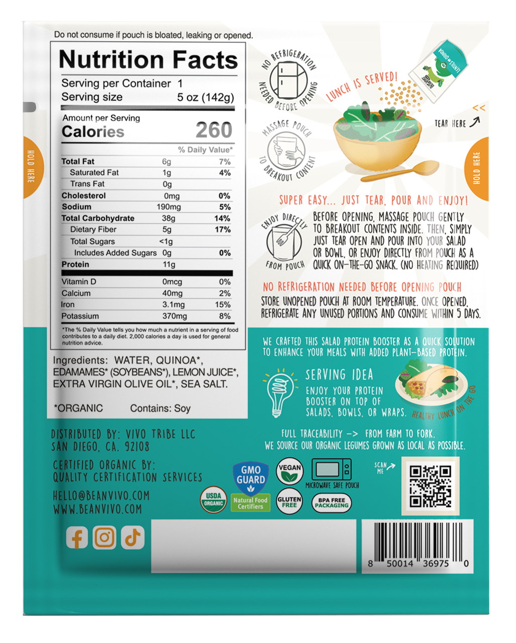 Organic Salad Protein Booster - Hint of Lemon (1-Pouch)