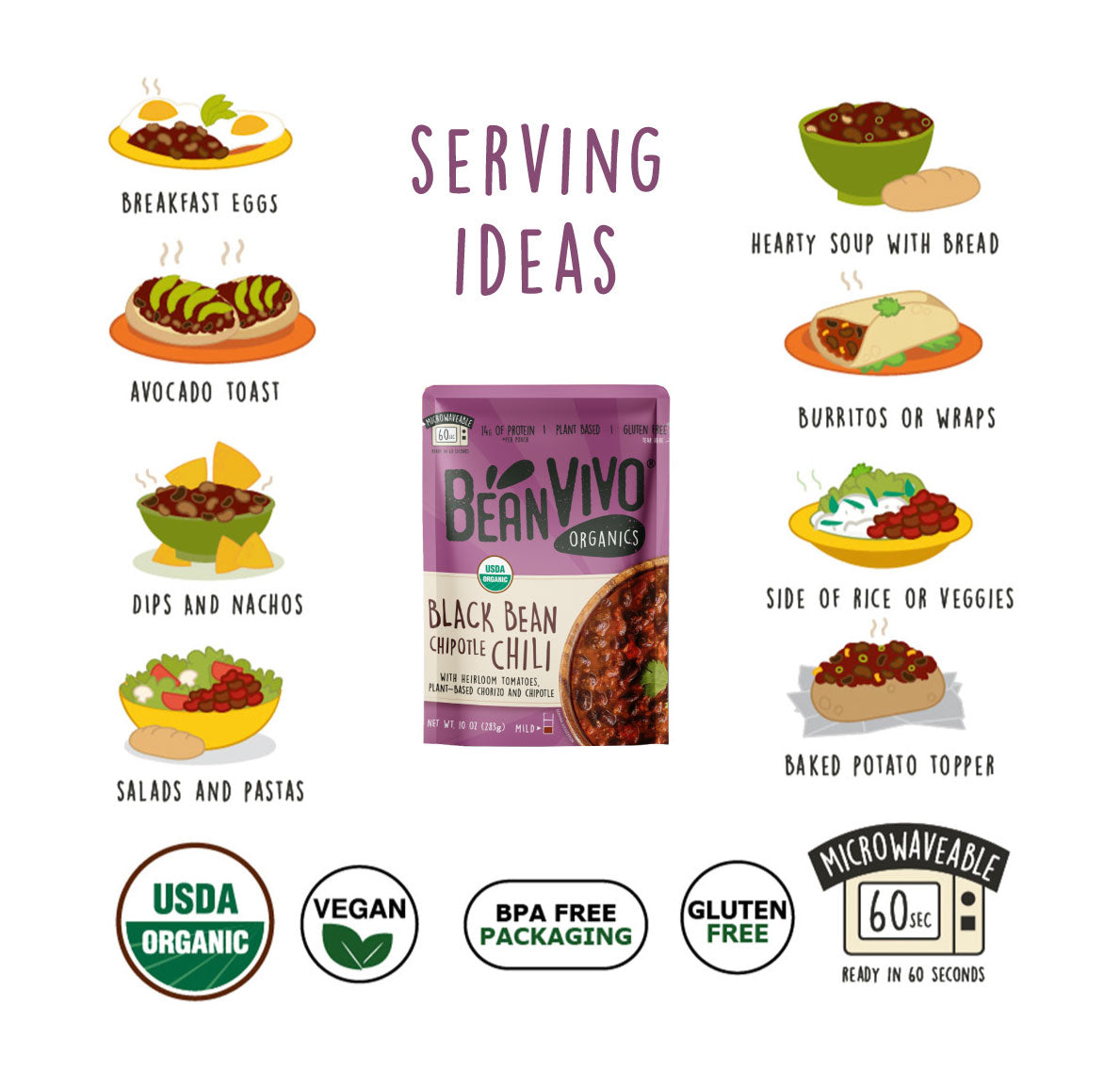 Organic Black Bean Vegan Chipotle Chili (1-Pouch)