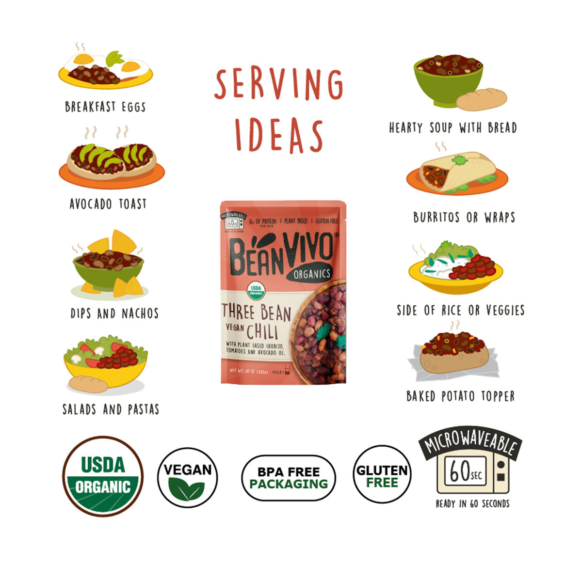 Organic Three Bean Vegan Chili (1-Pouch)